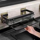 AquaDrain Pro Spülenregal Aluminium – Küchenablage ohne Bohren | Selbstabfließend | Multifunktionales Ordnungssystem