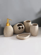 SCANDORA Badezimmer Set Resin – 4-teiliges Badaccessoire Set | Nordisches Design | Stilvolle Organisation