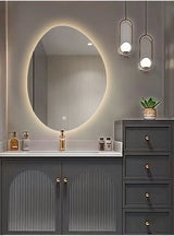 LumoVire LED Badezimmer- und Schminkspiegel unregelmäßige Form mit Touch-Steuerung – beleuchteter Wandspiegel | rahmenloses Design | moderne Smart-Beleuchtung für Bad und Wohnräume