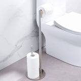 DUOVANTA WC-Standgarnitur Edelstahl – Bürstenhalter mit Papierrollenhalter | Freistehend & Bohrenfrei | Modernes Badset