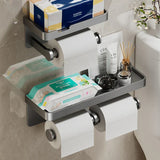 AurumShelf Design Toilettenpapierhalter mit Ablage – Wandmontage aus Aluminiumlegierung | Modernes Badaccessoire | Handyablage integriert