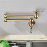 Designer Wand Wasserhahn Küche Goldoptik – Kaltwasserarmatur | Schwenkbarer Hahn | Platzsparend & Elegant
