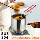 NipponFry Pro 304 Edelstahl-Tempura-Fritteuse mit Abtropfkorb – Tiefes Ölspar-Frittierpfannen-Set im Japan-Stil | Energieeffiziente Profi-Frittierlösung für knusprige Speisen