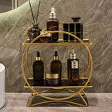 LuxeTier Doppelablage Kosmetik Organizer – Zweistöckiges Aufbewahrungsregal in Gold/Schwarz | Marmoroptik Schalen | Elegante Ordnung