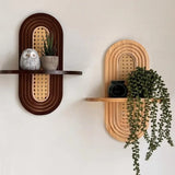 BohoWeave Rattan Wandregal aus Holz – Handgefertigtes Wandboard | Natürliche Dekoration | Stilvoller Aufbewahrungs-Organizer