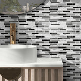 MarbleStyle Premium Marmoroptik Wandaufkleber Schwarz-Weiß Selbstklebend – Wasserfeste Fliesenfolie 1/6/12er Set | Elegante Design-Wandverkleidung für Küche & Bad | Hitzebeständige PVC Fliesensticker