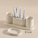 NATURIA Wabi-Sabi Badezimmer-Set – Naturstein Accessoires | Minimalistisches Spa Design für Bad & Hotel