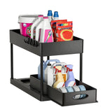 FlexiStore 2-stufiger Unterschrank-Organizer – Ausziehbares System mit Körben, Haken & Bechersystem