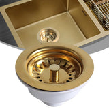 LumiDrain Premium Ablaufstopfen Gold – Edelstahl Spülbeckensieb Ø114 mm | Anti-Verstopfung | Passend für 83–90 mm Ablauf