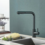 NoirFlow Design-Küchenarmatur mit Ausziehbrause – 360° Schwenkfunktion, Zwei Strahlarten & Mattschwarzes Edelstahl-Finish