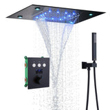 ThermoLux Einbau-Duscharmatur mit Temperaturanzeige – Thermostatmischer aus Messing | Konstante Wassertemperatur | Schwarzes Design