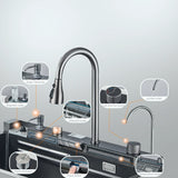 AquaSense Pro Edelstahl-Küchenspülen-Set mit Digitalarmatur – 75×45 cm Rechteckspüle | Gun Grey | 3 mm Stärke | Wasserfall & Temperaturanzeige