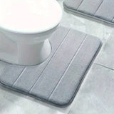 VeloraSoft WC-U-Badematte aus Mikrofaser – rutschfester und schnelltrocknender Badezimmerteppich | saugfähig, weich & hygienisch | modernes Streifendesign für Toilette und Bad