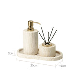 TerraViva Travertin Badaccessoires Set – Naturstein Badezimmer Set | Exklusive Spa-Optik | Stilvolle Organisation