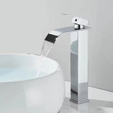 Aurevia Lavaboarmatur – Goldene Lavaboarmatur mit Wasserfallauslauf | Gebürstete Edelstahlarmatur | Einhebelmischer für Warm- und Kaltwasser