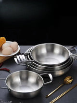 ChefServe Edelstahl-Multifunktionspfanne mit Griffsystem – Große Saucen- & Paellapfanne | Rostfreie Profi-Kochpfanne für gleichmäßige Hitze | Vielseitige Küchen- und Outdoorpfanne