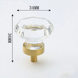 CRYSTELLA Möbelknopf Kristall Champagner – Schrankknopf mit Goldbasis | Glamour Design | Elegantes Möbel-Upgrade