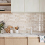 StoneLuxe Subway Wandfliesen selbstklebend – Beige Steinoptik Backsplash für Küche & Bad | Glanzfinish | Einfache Renovierung