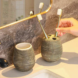 ZENORA Badezimmer Set Keramik – 3-teiliges Badaccessoire Set | Japanischer Vintage Stil | Elegante Badorganisation