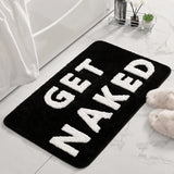 FLUFFORA Get Naked Badematte – Shaggy Mikrofaser Teppich 50×80 cm | Rutschfest & Extra Weich | Modernes Statement Design