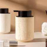 ZENORA Travertin Schaumseifenspender – Japandi Design Pumpflasche | Nachfüllbar & Minimalistisch | Für Bad & Gäste-WC