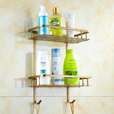 ImperialCorner Messing Eckregal – Antikes Wandregal für Dusche & Bad | Rostfrei | Platzsparender Seifen- & Shampoohalter