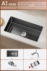 NoirCascade Pro Unterbau-Küchenspüle mit Wasserfallarmatur – Schwarze Edelstahl-Einbauspüle | 3 mm Stärke | Luxus-Design für moderne Küchen