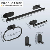 AquaMount Pro Selbstklebendes Badezimmer-Accessoire-Set aus Edelstahl – Wandhalterung ohne Bohren | Rostfrei | Gebürstetes Premium-Design