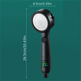 AquaGlow Smart LED-Duschbrause mit Temperaturanzeige – Digitale Hochdruck-Handbrause | Wassersparend | 4 Strahlarten