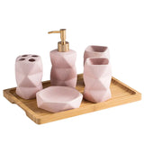 NordAura SkandiKeramik 4-teiliges Badezimmer-Set – Skandinavisches Keramik Accessoire-Set | Minimalistisch | Seifenspender & Organizer