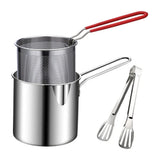 NipponFry Pro 304 Edelstahl-Tempura-Fritteuse mit Abtropfkorb – Tiefes Ölspar-Frittierpfannen-Set im Japan-Stil | Energieeffiziente Profi-Frittierlösung für knusprige Speisen
