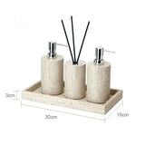 NATURAVITA Badezimmer-Set Travertin Beige – Naturstein Badaccessoires | Spa Design | Zeitlose Eleganz