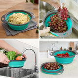FlexiFlow Pro Faltbares Silikon-Abtropfsieb mit Edelstahlkern – Multifunktionaler Küchenkorb zum Waschen, Abgießen & Filtern | Platzsparender Siebkorb für Obst, Gemüse & Pasta