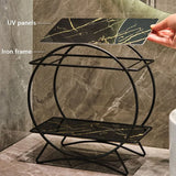 LuxeTier Doppelablage Kosmetik Organizer – Zweistöckiges Aufbewahrungsregal in Gold/Schwarz | Marmoroptik Schalen | Elegante Ordnung