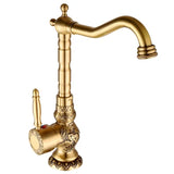 Ornamento Aurea Designarmatur – Elegante Einhebel-Waschtischarmatur mit kunstvoller Gravur in Antikmessing