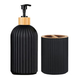 BambooPure SkandiWasch 3-teiliges Badezimmer-Organizer-Set – Bambus & Kunststoff Waschbecken-Accessoires | Seifenspender Set | Minimalistisch & Natürlich