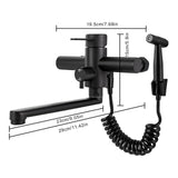 FlexiClean Pro Wand-Küchenarmatur mit Seitensprühdüse – 360° Schwenkbarer Edelstahlhahn | Ausziehbrause 150 cm | Warm- &amp; Kaltwasser