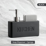 CleanDock Küchen Seifenspender Set – Spülmittelspender mit Schwammhalter | Ordnungssystem | Platzsparende Spüllösung