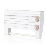 KüchenPro Wandorganizer 4-in-1 – Rollenhalter mit Folienschneider & Ablage | Selbstklebend | Platzsparende Küchenlösung