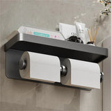 AurumShelf Design Toilettenpapierhalter mit Ablage – Wandmontage aus Aluminiumlegierung | Modernes Badaccessoire | Handyablage integriert