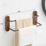 AuriaTwin Luxus Doppel-Handtuchstange Wand – Alufer Handtuchhalter 50–60 cm | 2 Stangen + Haken | Schwarz/Gold mit Walnussakzent