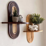 BohoWeave Rattan Wandregal aus Holz – Handgefertigtes Wandboard | Natürliche Dekoration | Stilvoller Aufbewahrungs-Organizer