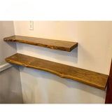 WoodLine Naturkante Wandregal aus Massivholz – Schwebendes Holzboard mit Baumkante | Rustikales Design | Unsichtbare Befestigung