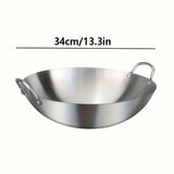 ProCook Edelstahl-Wok mit Doppelgriffsystem – Großvolumiger Profi-Wok | Unbeschichteter Kochwok für gleichmäßige Hitzeverteilung | Robuster Küchenwok für intensives Braten & Schmoren