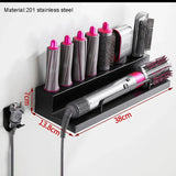Dyson Airwrap Wandorganizer – Edelstahl Styling-Station mit Doppelablage | Ordnungssystem für Haarstyling | Selbstklebende Montage