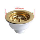 LumiDrain Premium Ablaufstopfen Gold – Edelstahl Spülbeckensieb Ø114 mm | Anti-Verstopfung | Passend für 83–90 mm Ablauf