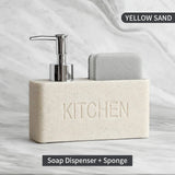 CleanDock Küchen Seifenspender Set – Spülmittelspender mit Schwammhalter | Ordnungssystem | Platzsparende Spüllösung