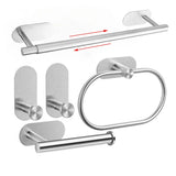 AquaMount Pro Selbstklebendes Badezimmer-Accessoire-Set aus Edelstahl – Wandhalterung ohne Bohren | Rostfrei | Gebürstetes Premium-Design