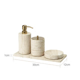 TerraViva Travertin Badaccessoires Set – Naturstein Badezimmer Set | Exklusive Spa-Optik | Stilvolle Organisation