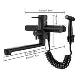 FlexiClean Pro Wand-Küchenarmatur mit Seitensprühdüse – 360° Schwenkbarer Edelstahlhahn | Ausziehbrause 150 cm | Warm- &amp; Kaltwasser